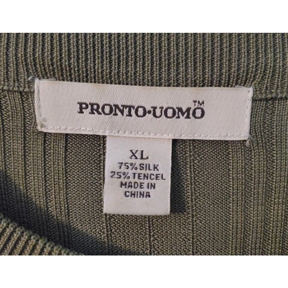 Pronto Uomo Xl T Shirt 75% Silk Green Short Sleeve Crew Neck - Picture 3 of 4